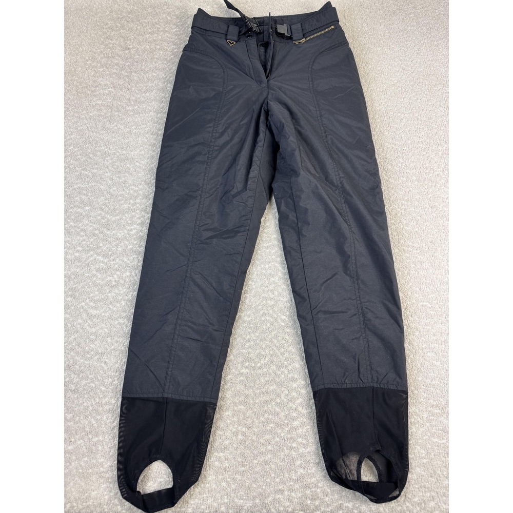 Obermeyer Snow Pants Womens 6 Black Nylon Stirrup Tapered Ski Belted Winter